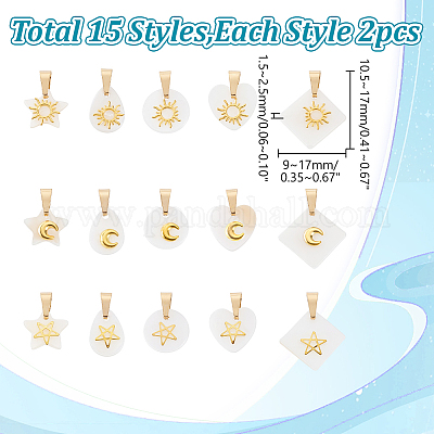 30 шт. 15 стиля подвески из натуральной белой ракушки PALLOY-HY00108-1