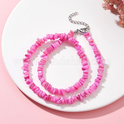 Ожерелья из бисера из натуральных окрашенных пресноводных ракушек NJEW-JN05580-01-1