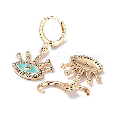 Серьги с подвесками из латуни с покрытием из настоящего 18-каратного золота EJEW-L269-009G-01-1