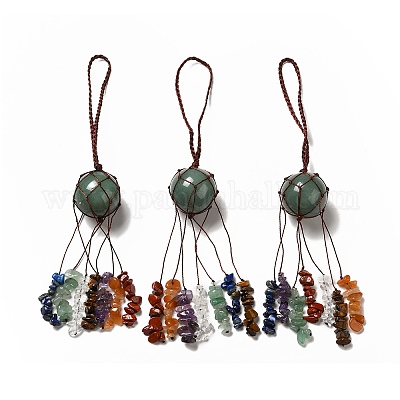 Натуральный зеленый авантюрин круглые подвесные украшения G-G997-A03-1