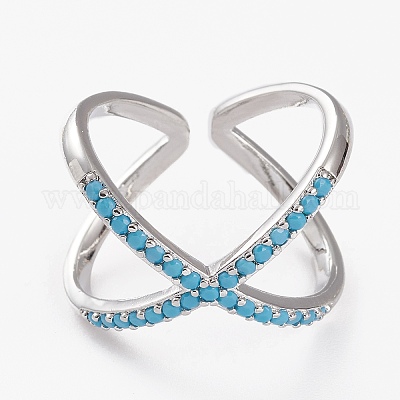 Латунные микро проложить манжеты кольца кубического циркония RJEW-C101-13G-D-1