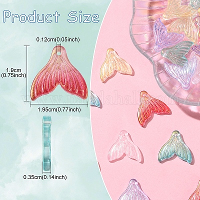 24 шт. 6 цвета прозрачные стеклянные подвески с распылительной росписью GLAA-FS0001-90-1
