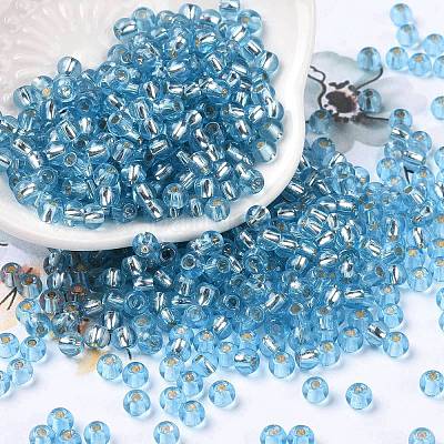 6/0 Sky Blue Seed Beads Silver Lined Round Glass Seed Beads 4mm