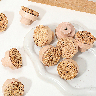 Круглые ручки для ящиков из ротанга и дерева DIY-WH20410-01A-1