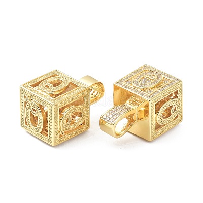 Кулоны из латуни с микропейвом и прозрачным фианитом ZIRC-O045-01G-Q-1