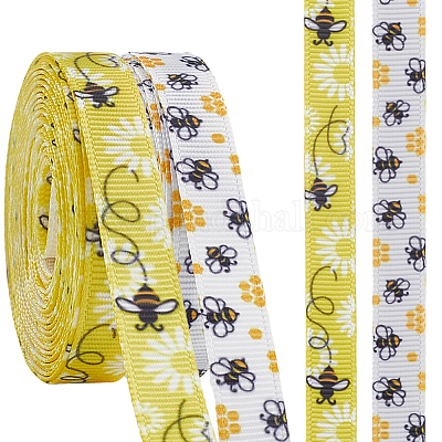 2 рулон 2 стилей полиэстеровых лент с принтом пчел SRIB-CY0001-10-1