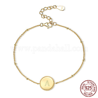 925 браслет из стерлингового серебра с плоскими круглыми звеньями и буквами SJ5333-1-1