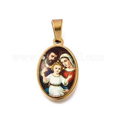 Подвески из нержавеющей стали 304 с эпоксидной смолой и религиозным мотивом STAS-K256-29G-03-1