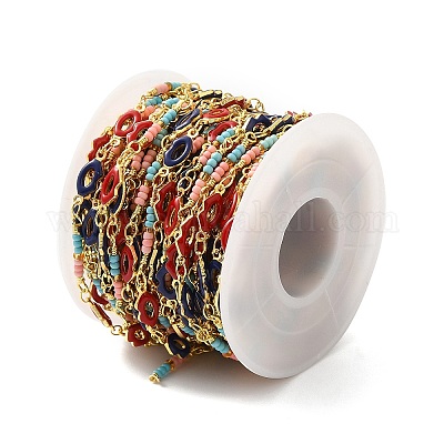 Латунные цепи с эмалевыми звеньями ручной работы CHC-M024-26G-01-1