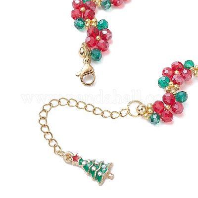 Рождественские браслеты из стеклянных бусин для женщин BJEW-MZ00239-1