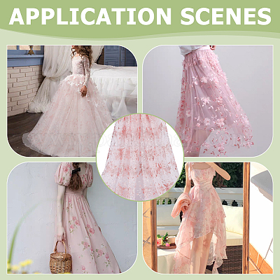 Кружевная ткань из полиэстера с цветочным узором DIY-WH0591-145-1