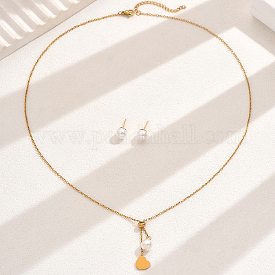 Элегантные комплекты из сердечек и круглых серег-гвоздиков из нержавеющей стали для женщин ZZ8361-1