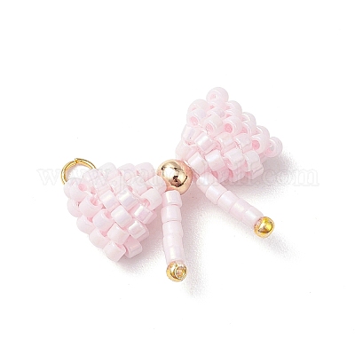 3 шт. подвески-бантики из стеклянных бусин 3 цветов PALLOY-MZ00564-1