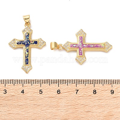 Латунные микропаве прозрачные подвески с фианитом KK-S048-06G-1