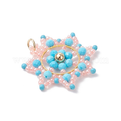 Подвески-снежинки из стеклянных бусин PALLOY-MZ00953-02-1