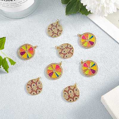 5шт экологически чистая латунь микро паве кубический цирконий с эмалевыми подвесками KK-SZ0005-71-1