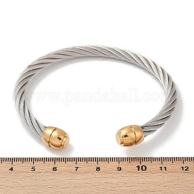 Браслеты-манжеты из нержавеющей стали 304 BJEW-M136-01B-PG-1