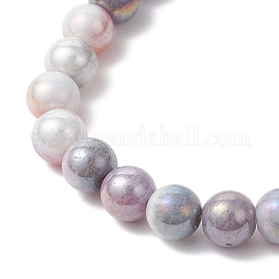 Гальванизированные градиентные цветные стеклянные растягивающиеся браслеты BJEW-JB11963-1