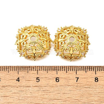 Колпачки для бусин из прозрачного кубического циркония в форме цветка из латуни KK-V008-02G-1