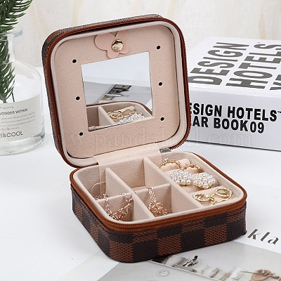 Квадратная шкатулка для драгоценностей из искусственной кожи PAAG-PW0012-07D-1