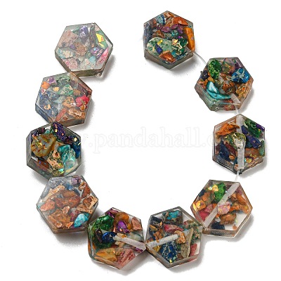 Окрашенная натуральная императорская яшма с нитями смоляных бусин G-G083-D05-01-1