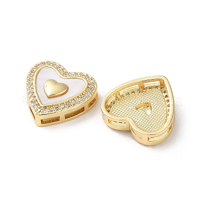 Многожильные звенья в форме сердца из латуни с микропаве KK-B083-14G-1