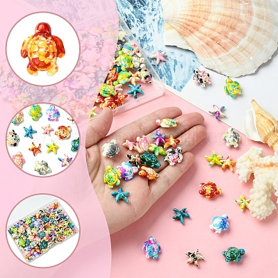 124 шт. 14 вида синтетических бирюзовых бусин G-FS0005-88-1