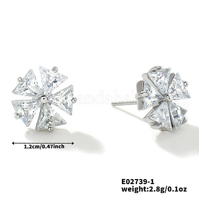 Милые и нежные серьги-гвоздики из латуни с прозрачным кубическим цирконием для элегантных женщин HS1154-1-1