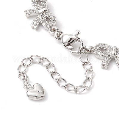 Браслеты-цепочки из латуни с бантом BJEW-D039-44P-1