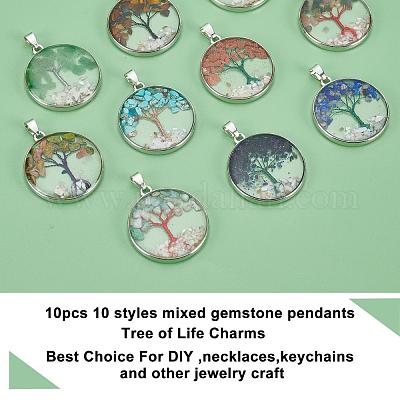 10шт 10 стильные подвески из смешанных драгоценных камней G-PH0019-19-1