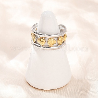 Двухцветные манжетные кольца из нержавеющей стали 304 RJEW-S635-01GP-20-1