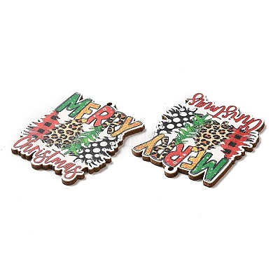 Большие деревянные подвески с рождественским принтом на одно лицо WOOD-D025-39-1