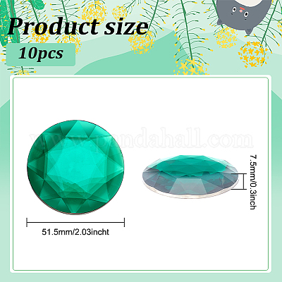 10 Pcs 50mm Extra Large Self-Adhesive Acrylic Rhinestone Flat Back Round  Rhinestone Green Round Jewels Plastic Gems Embelishments Circle Gems Stick  On Jewels for DIY Crafts 