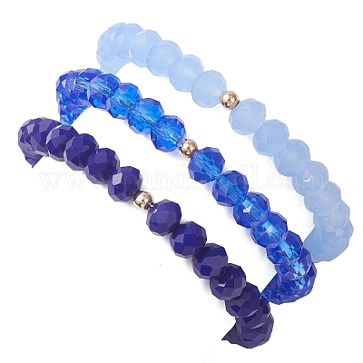 3 шт. эластичные браслеты из стеклянных бусин и искусственного жемчуга для женщин BJEW-JB12853-1