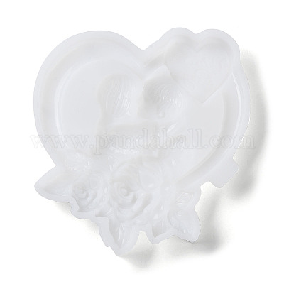 Сердце ко Дню святого Валентина с влюбленными и цветами DIY-G096-02-1