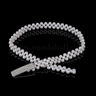 Эластичные цепочные ремни из сплава и акрила с бусинами-имитаторами WG979C0-13-1