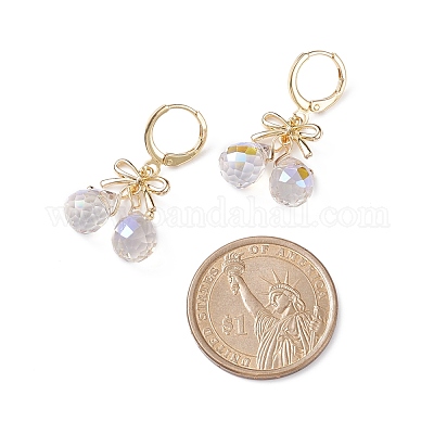 Бант из сплава со стеклянными каплевидными подвесками EJEW-TA00114-1