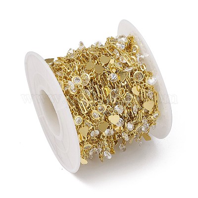 Латунные прямоугольные и кубические циркониевые плоские цепи с круглым звеном CHC-P010-02G-1