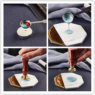 Латунная восковая печать штамп с ручкой AJEW-WH0184-0056-1