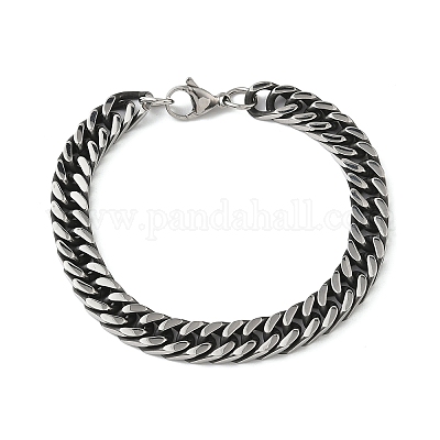 Браслеты из кубинской цепочки из нержавеющей стали 304 для мужчин и женщин BJEW-D367-01-1