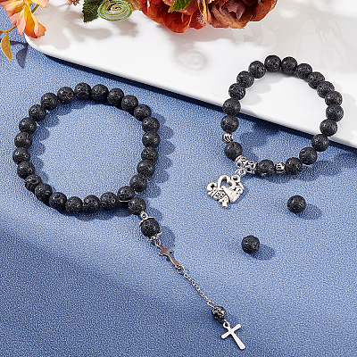 Бусы из натурального вулканического камня G-PH0028-8mm-04-1