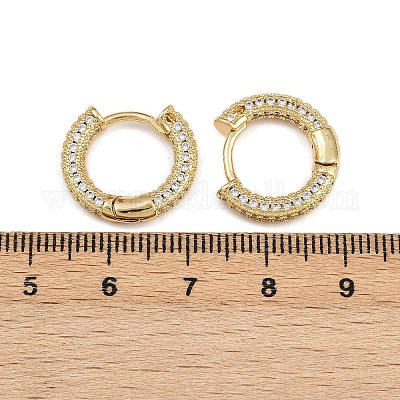 Латунные серьги-кольца из прозрачного кубического циркония EJEW-L275-06G-1