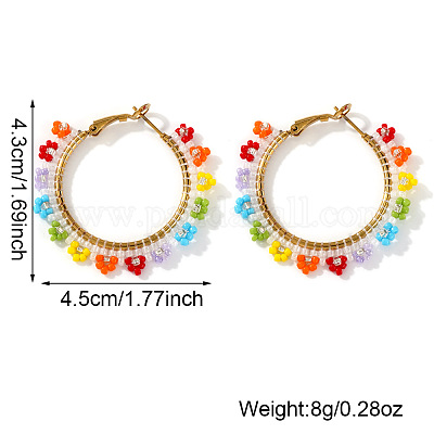 Серьги-кольца из овального стекла ручной работы в стиле бохо JX6954-1-1