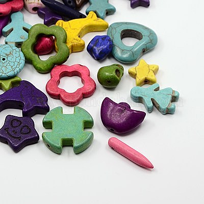 Синтетические бирюзовые бусины G-MSMC007-M1-1