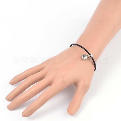 Браслеты с подвесками в форме сердца из нержавеющей стали 304 BJEW-JB01995-1