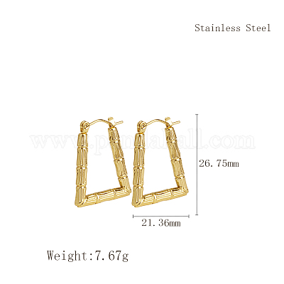 Стильные бамбуковые серьги-кольца из нержавеющей стали 304 FW8059-2-1