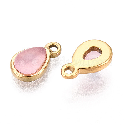 Подвески-капли из натурального розового кварца STAS-N109-209A-G-1