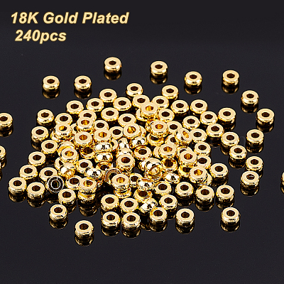 18K Color Gold Spacer Beads, Gold Disc Beads, Flat Rondelle Gold Disc, Gold  Heishi Beads 
