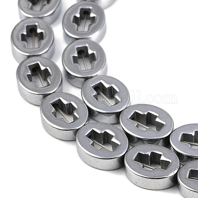 Гальванические нити из синтетических немагнитных гематитовых бусин G-K375-C01-01-1