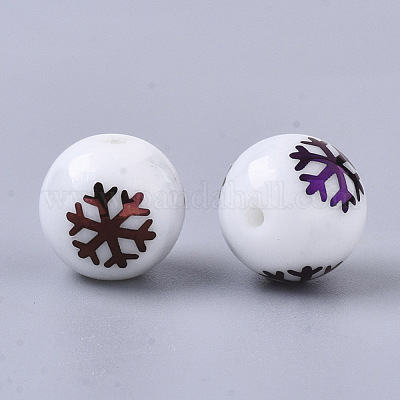 Рождественские непрозрачные стеклянные бусины EGLA-R113-01G-1